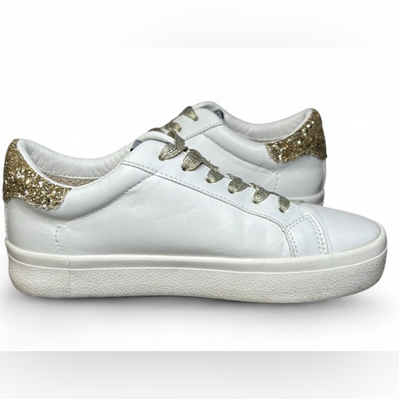 Vintage Havana Platform Sneakers Women’s 6 – White Leather, Gold Glitter Heel - Picture 8 of 8